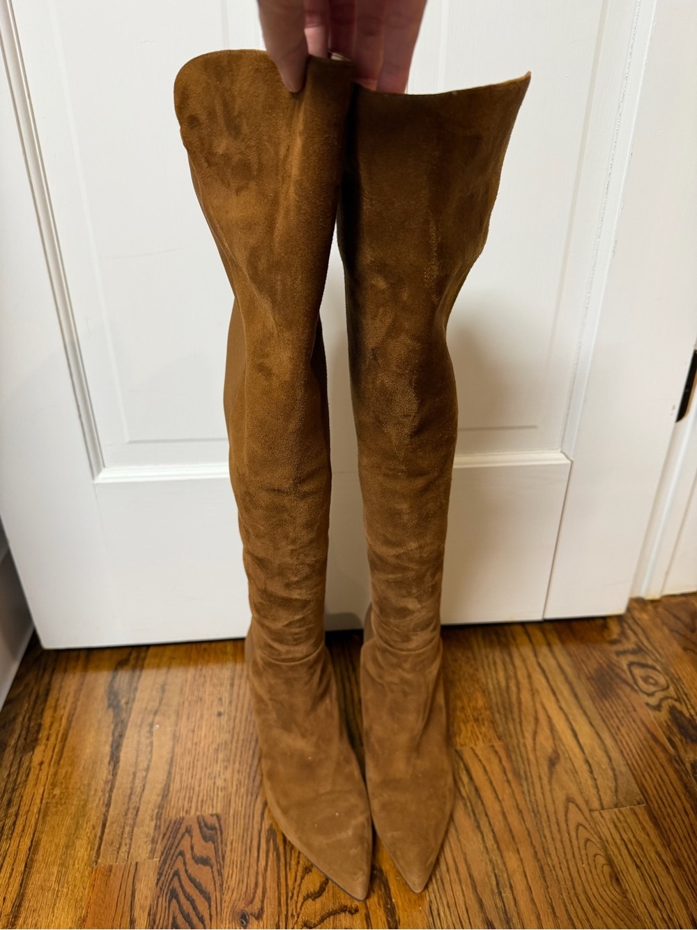 Stuart Weitzman Over-the-Knee Suede Pointed-Toe Boots - Brown
